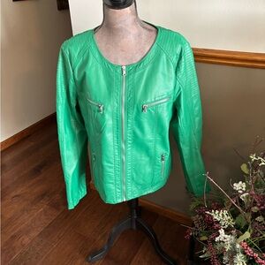 Luii Vibrant Green Leather Jacket